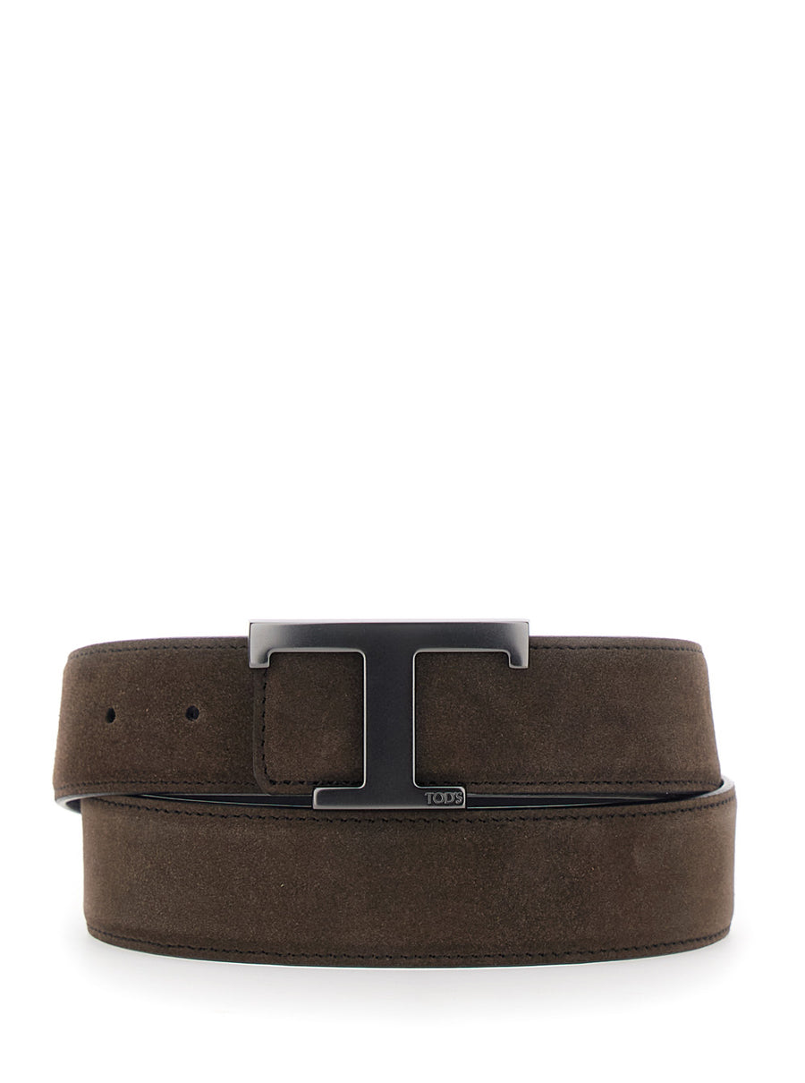 Belt Brown Suede Calf Leather