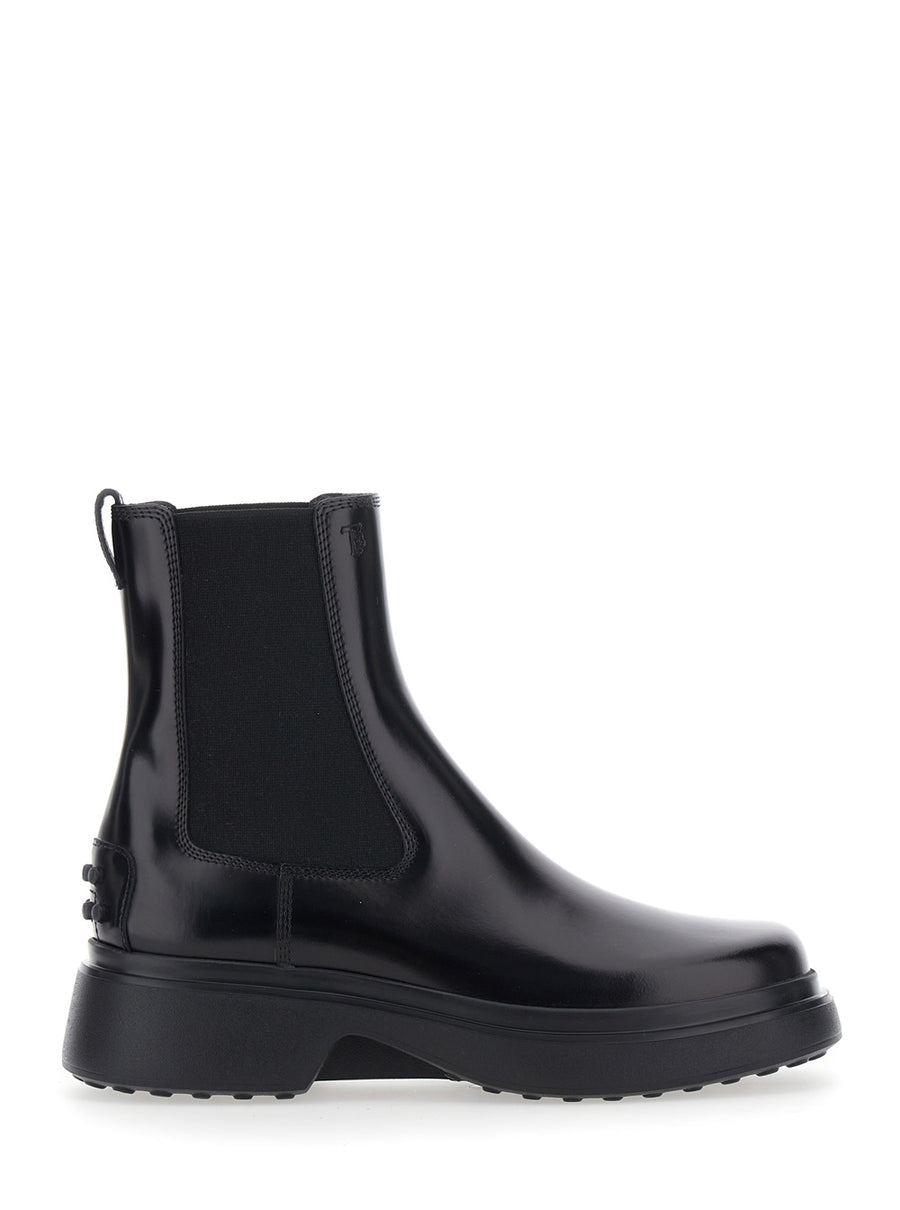 Ankle Boots Black Leather Blend Sheep