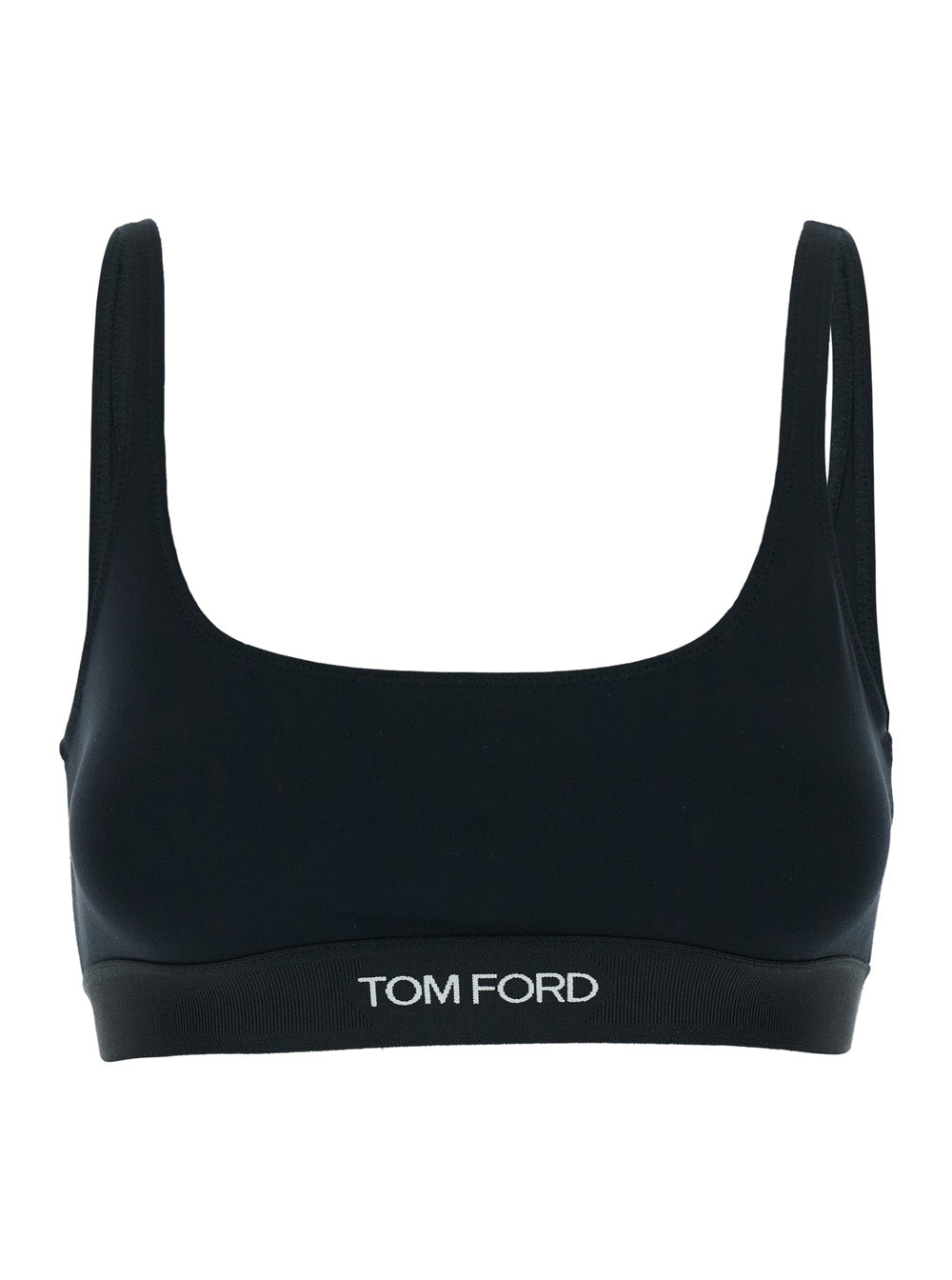 Black Contrast Logo Stretch Modal Bralette For Women Elastane Tops