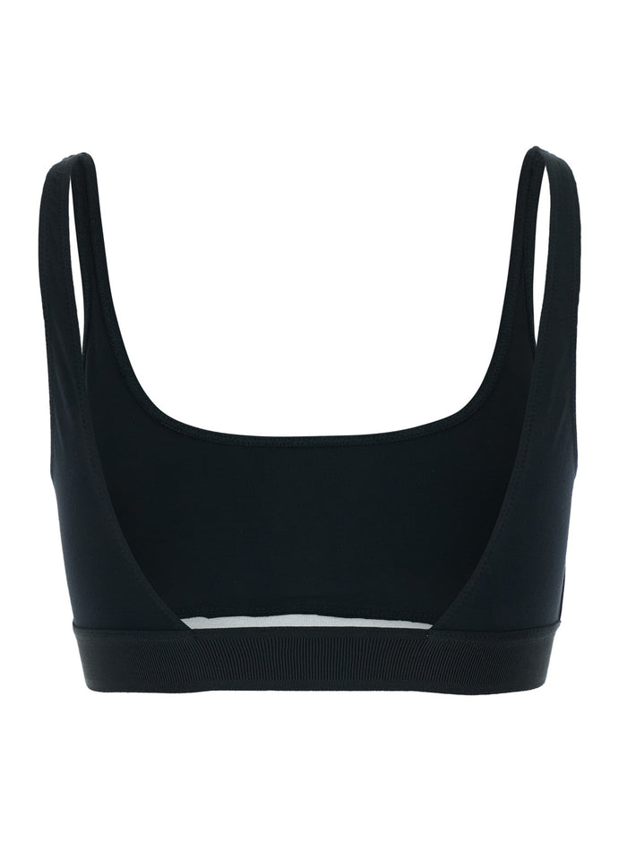 Black Contrast Logo Stretch Modal Bralette For Women Elastane Tops