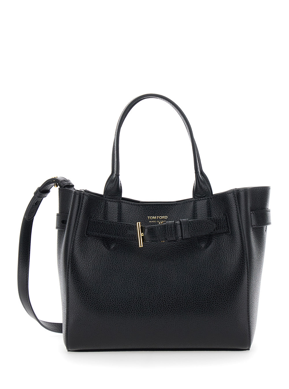 Handbag Audrey Piccola With Adjustable Strap And Logo Lettering On The Front Grained Black Leather For Women Calf Hand Bags