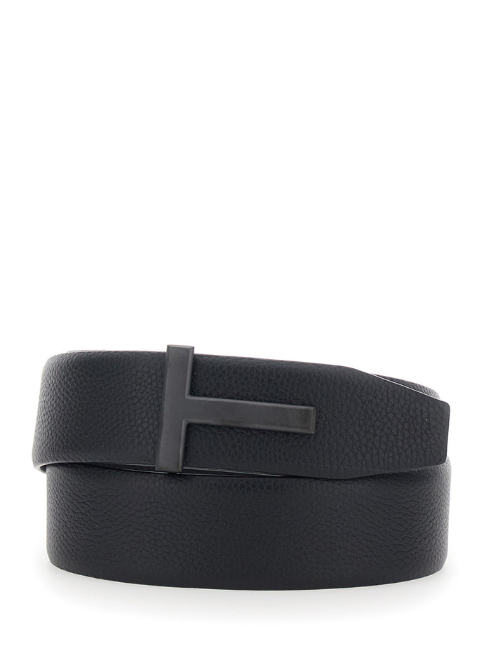 4cm Soft Grainy Leather Black Calf Belt
