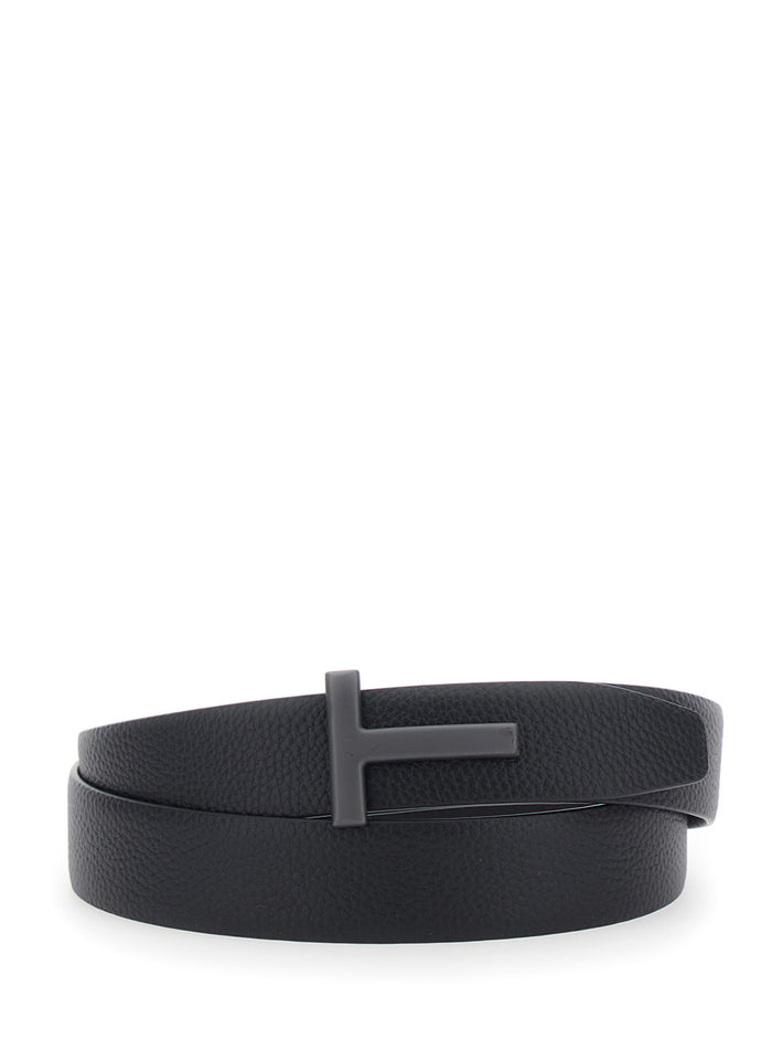 3cm Soft Grainy Leather Black Calf Belt