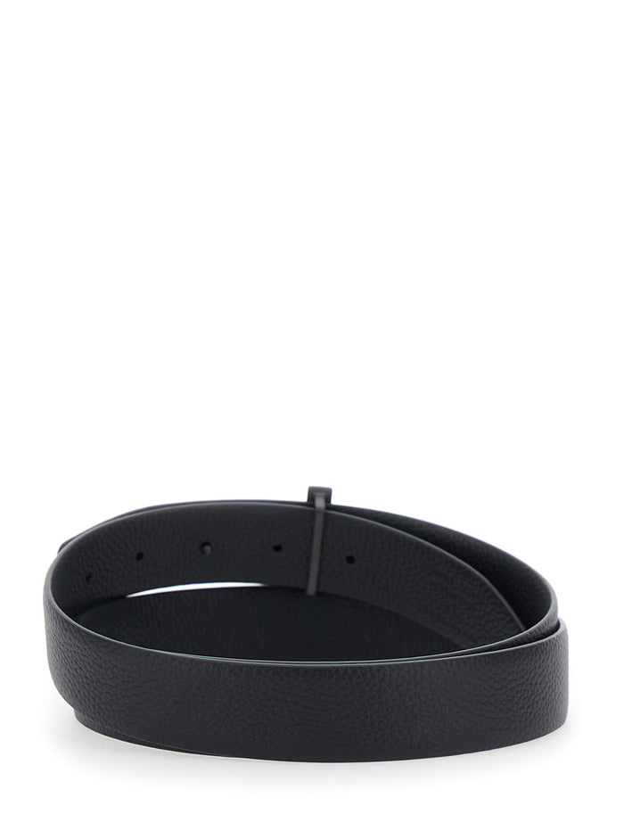 3cm Soft Grainy Leather Black Calf Belt