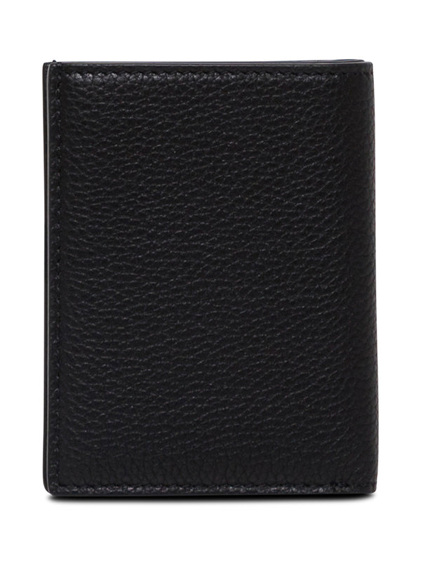 Card Holder Black Grained Leather Calf Accessory