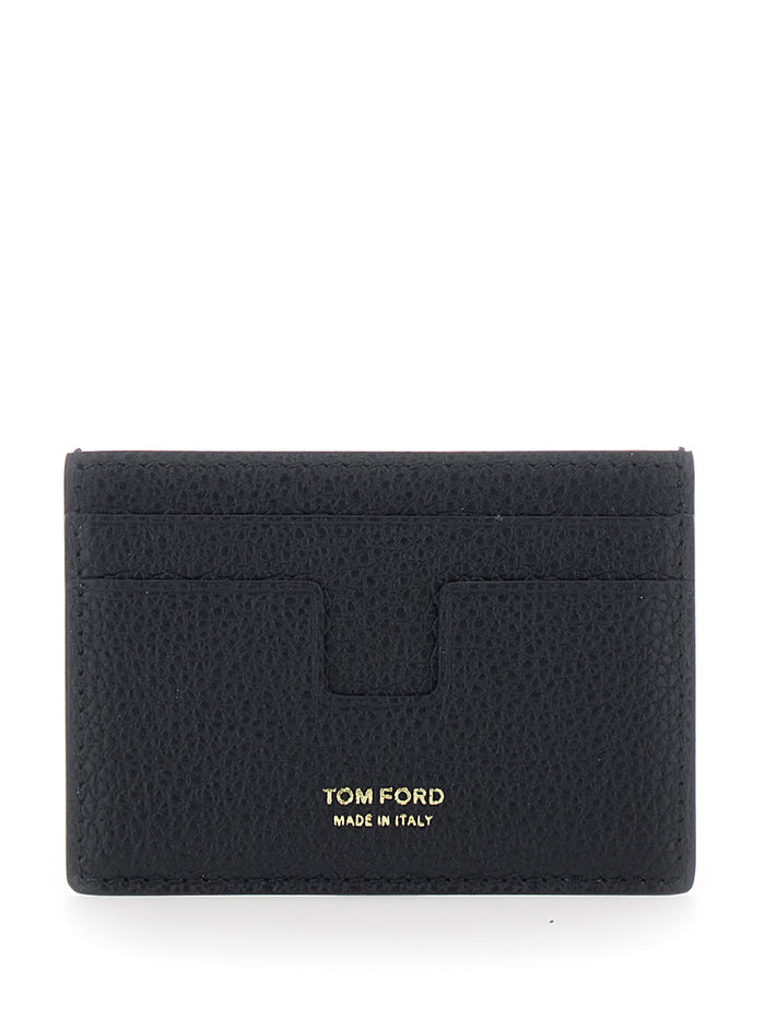 Card Metal Back Black Calf Leather Products