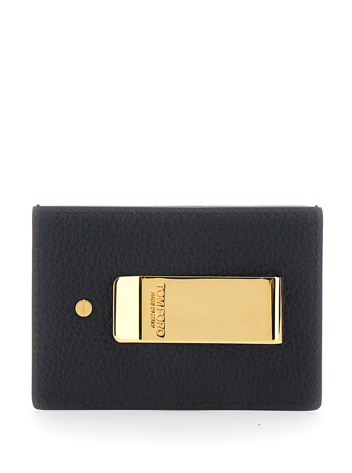 Card Metal Back Black Calf Leather Products