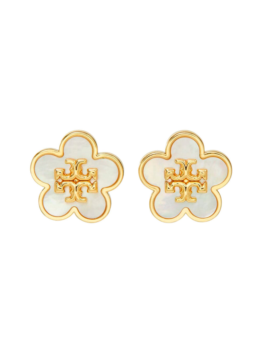 Earrings Forget Me Not Mother-Of-Pearl Gold Metallic Brass
