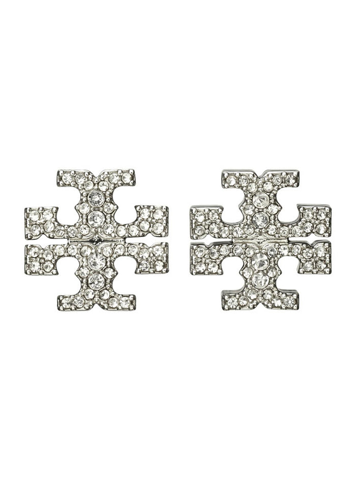 Earrings Kira With Double T Motif And Decoration Crystals Silver-Plated Brass For Women Metallic