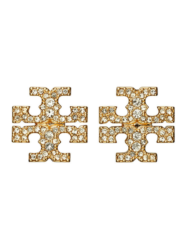 Earrings Double T Gold-Plated Brass Metallic