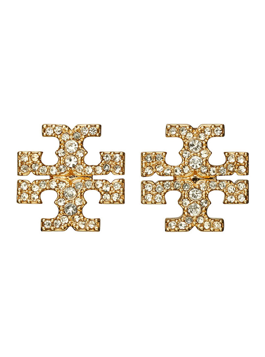 Earrings Double T Gold-Plated Brass Metallic