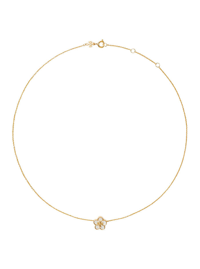 Forget Me Not Necklace With Mother Of Pearl And Metallic Brass Pendant, Unisex Necklaces