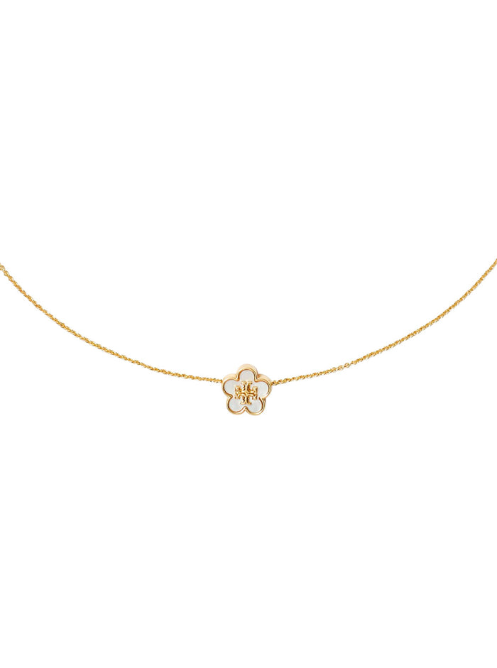 Forget Me Not Necklace With Mother Of Pearl And Metallic Brass Pendant, Unisex Necklaces