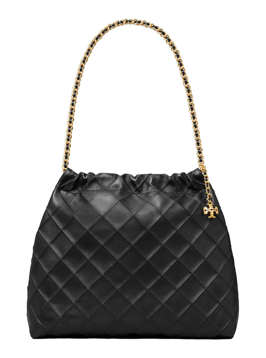Shoulder Bag Black Leather Lamb