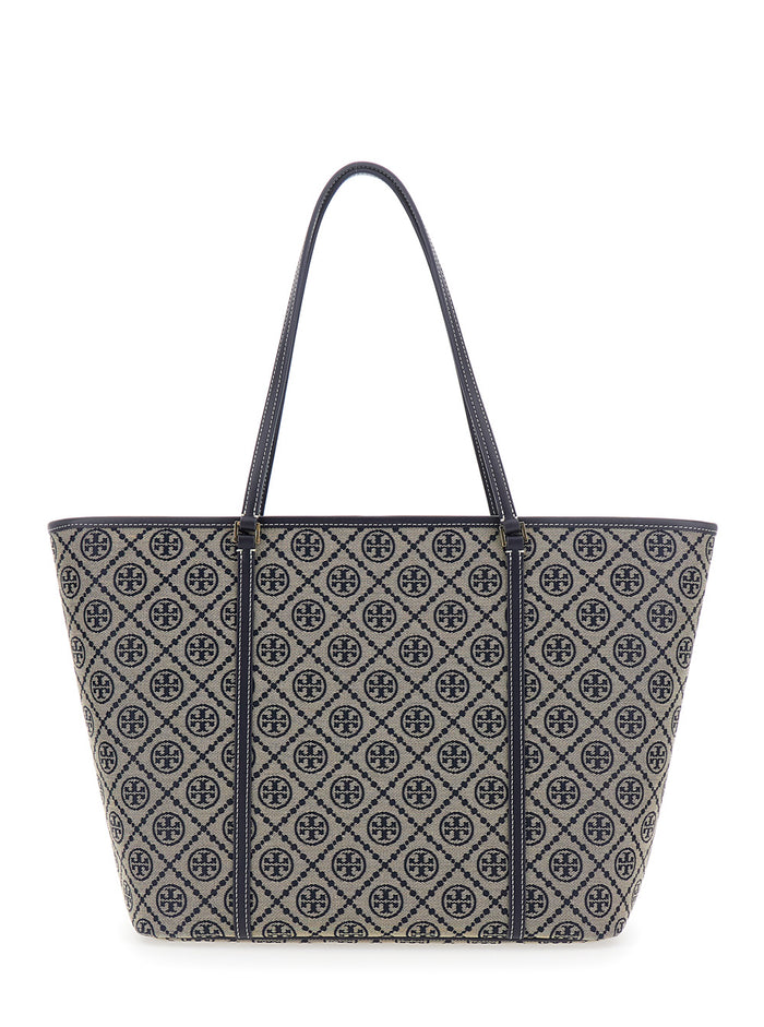 T Monogram Zip Tote Is A Bag With Tech Fabric And Blue For Women Blu Cotton Polyester