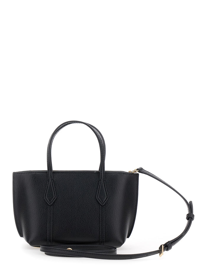 Handbag Perry With Adjustable And Removable Shoulder Strap Logo Lettering Embossed On The Front Grained Black Leather For Women Hand Bags