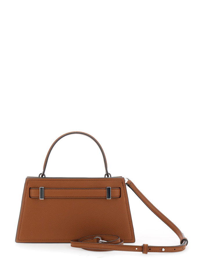 Crossbody Bag Petite Lee Radziwill With T Buckle Closure And Adjustable Removable Grained Leather Strap Brown Woman Cow Hand
