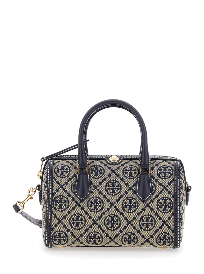 T Monogra Bag, Barrel Bag Blue And Woman Blu Cotton Polyester Hand