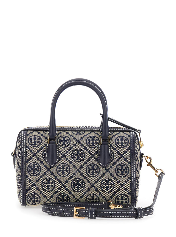 T Monogra Bag, Barrel Bag Blue And Woman Blu Cotton Polyester Hand