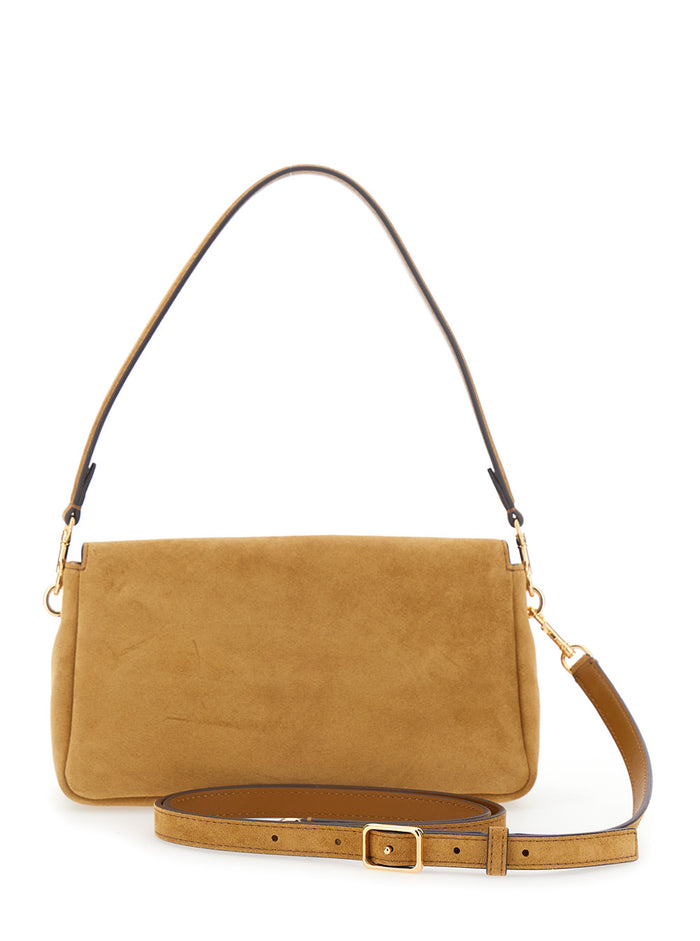 Charlie Brown Crossbody Bag With Adjustable And Removable Strap Logo Plate On The Front Suede For Women