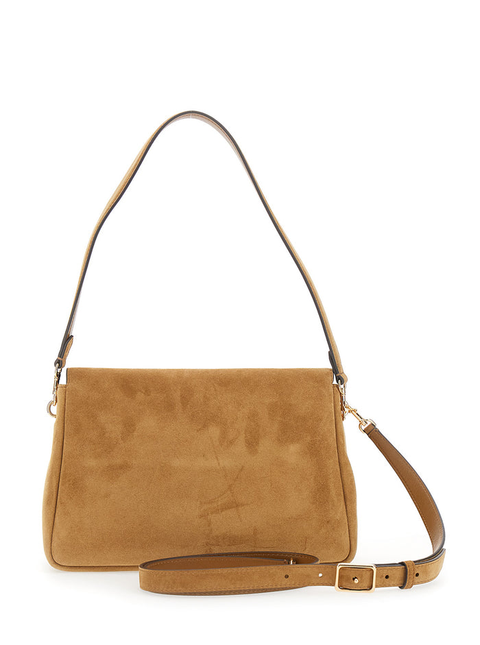 Charlie Medium Suede Bag With Details And Brown For Women Crossbody