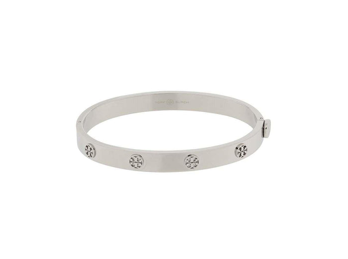Bracelet With Engraved Logo And Clip Closure Silver Steel For Women Metallic Stainless