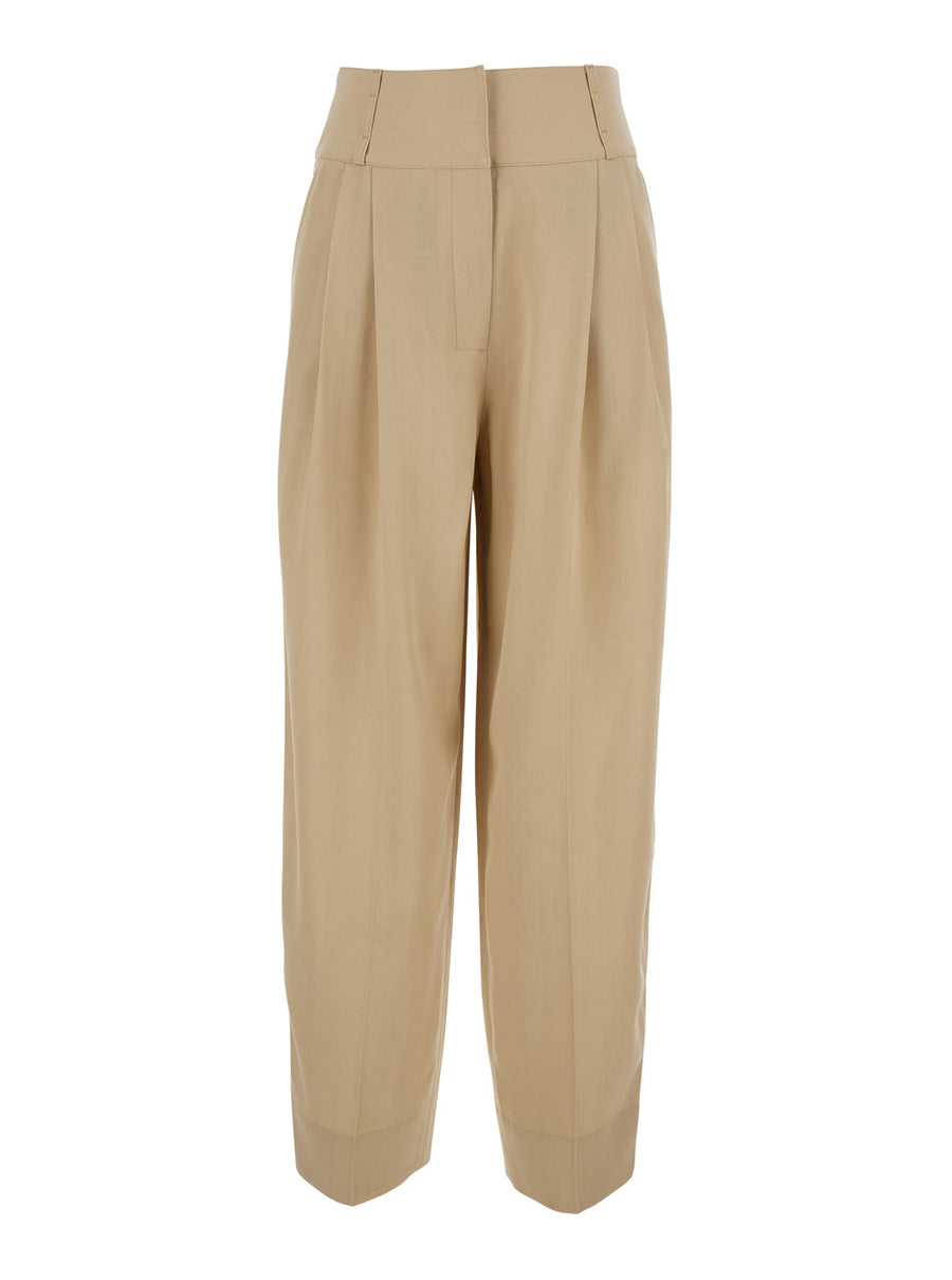 Trousers Draped Balloon Beige Viscose