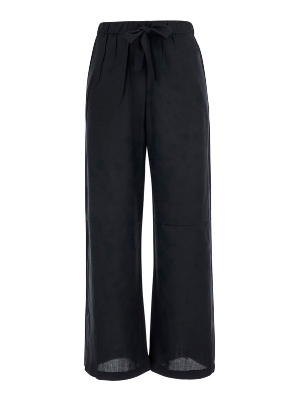 Trousers Piped Silk Black
