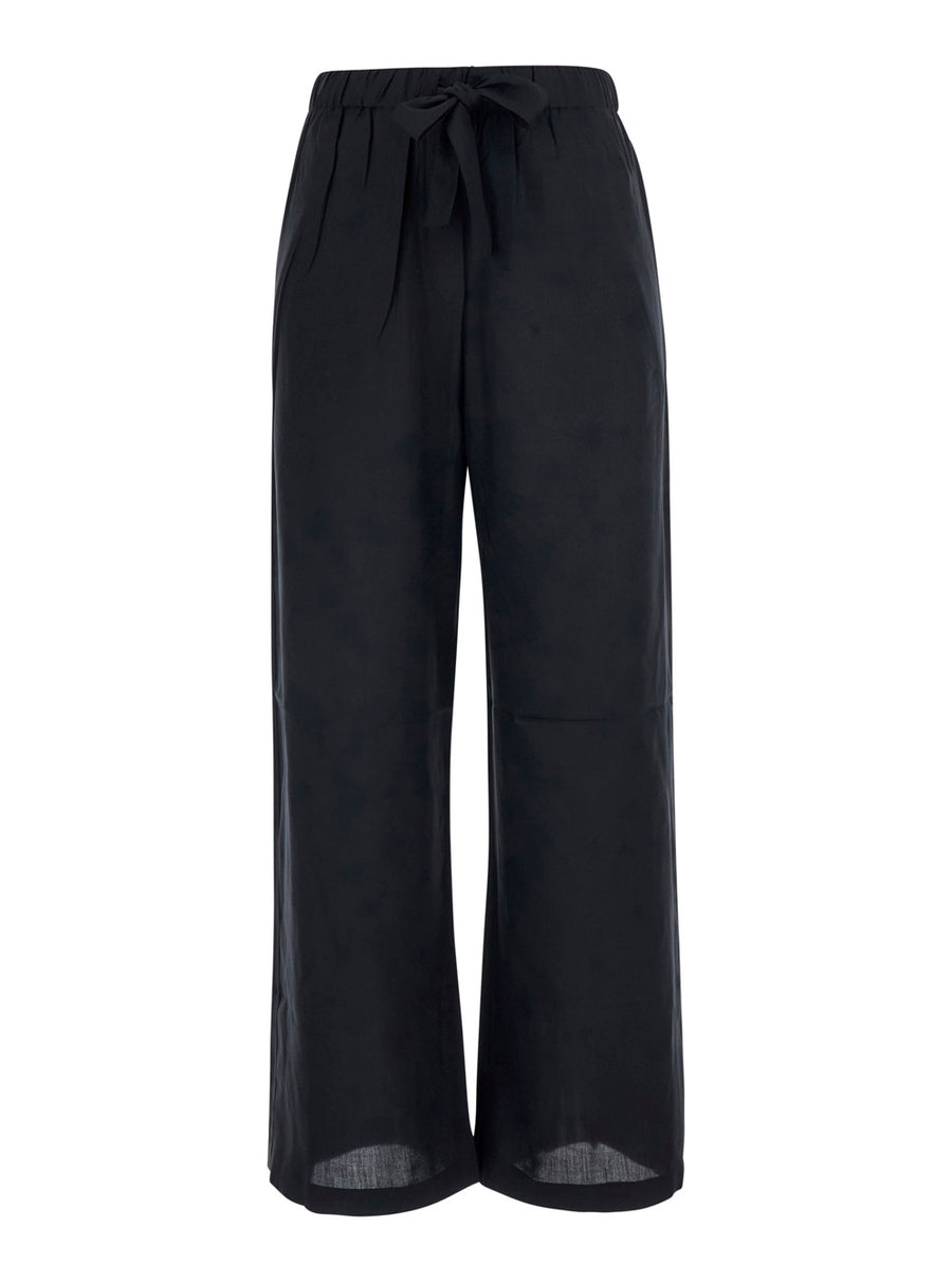 Trousers Piped Silk Black