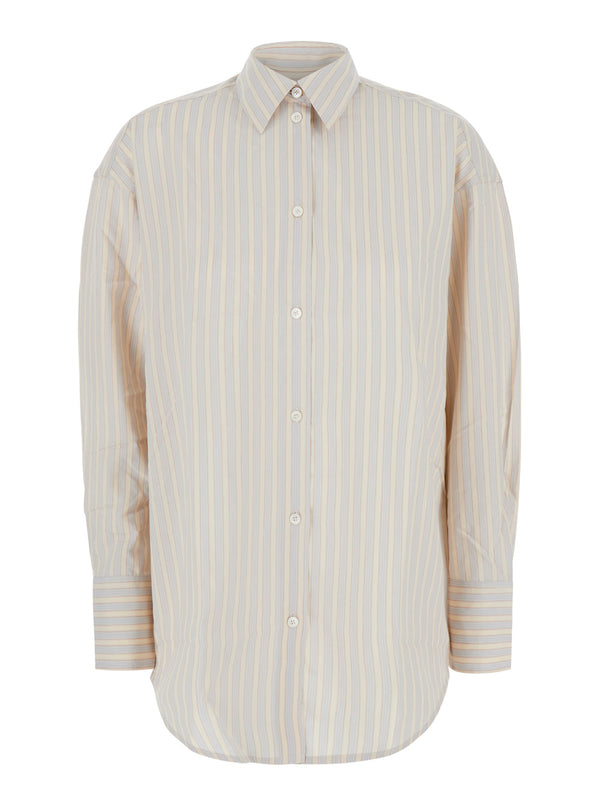 Striped Shirt Beige Viscose Blouses