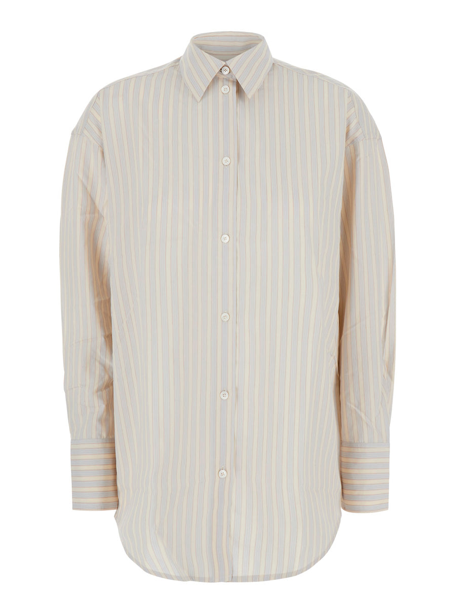 Striped Shirt Beige Viscose Blouses