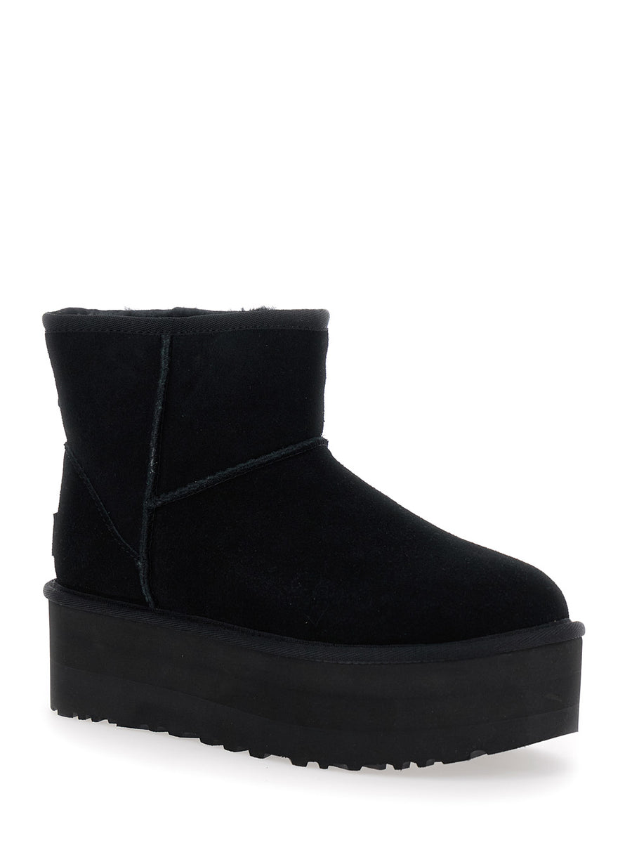 Ankle Boots Classic Mini Platform Suede Black Leather