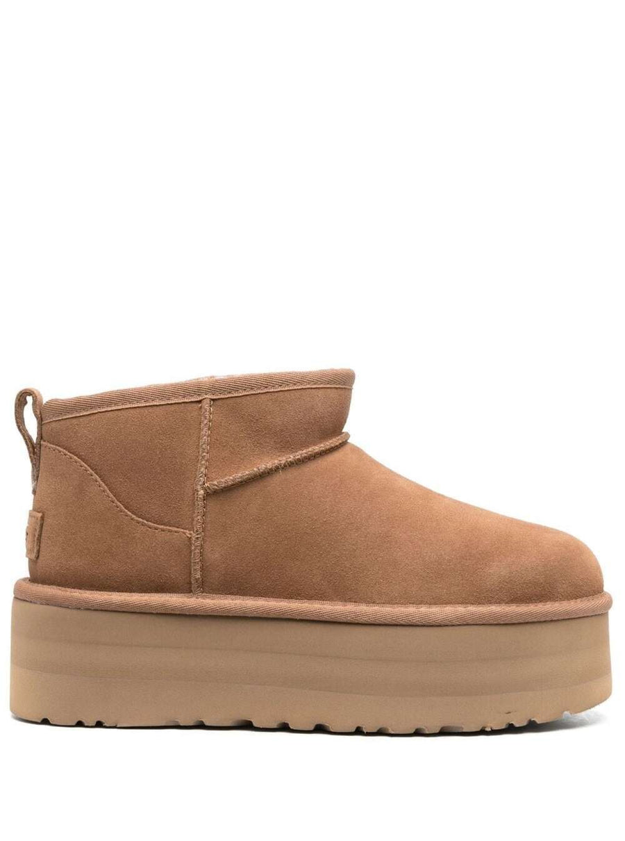 Ankle Boots Classic Ultra Mini Platform Beige Brown Leather
