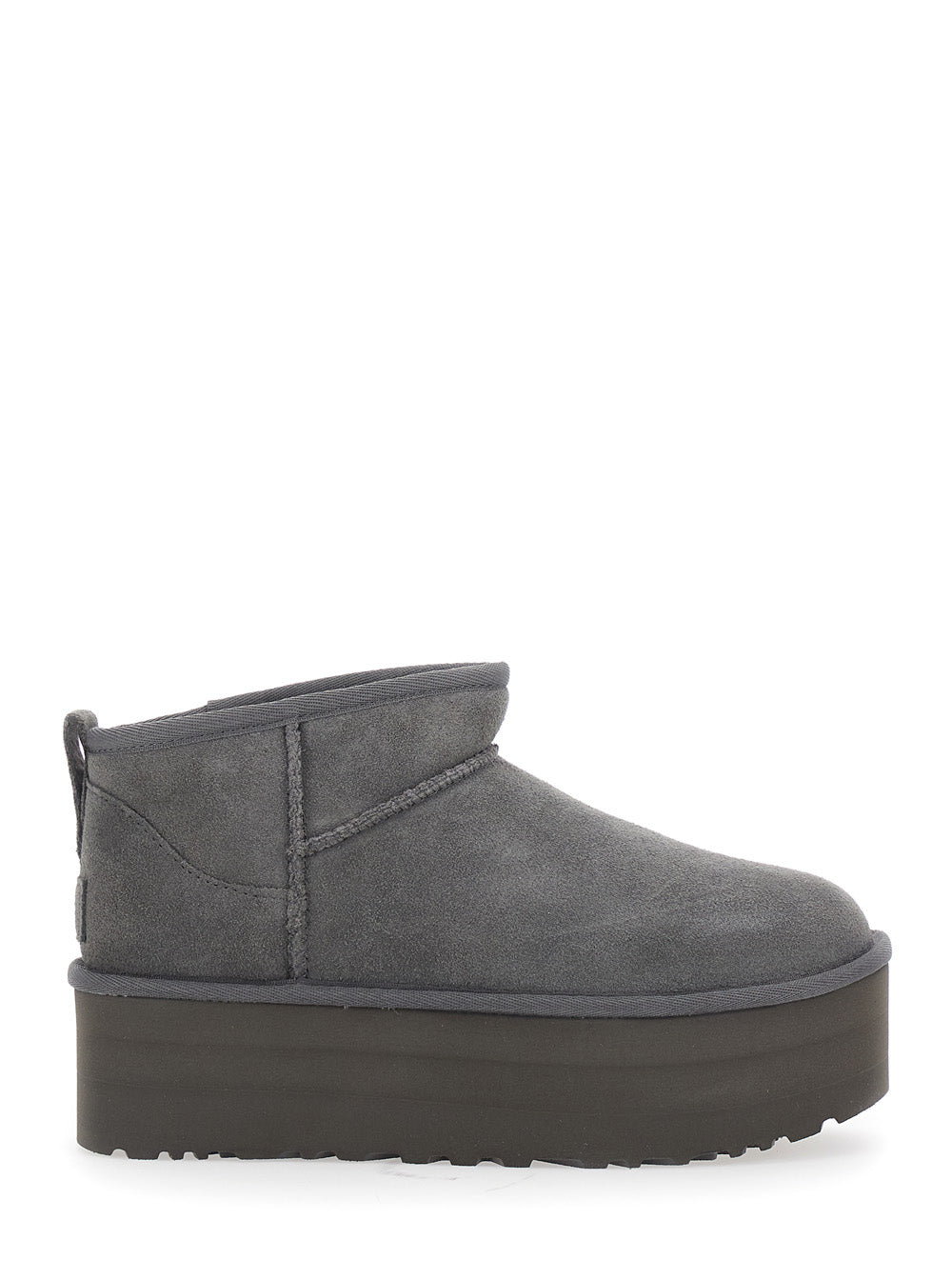 Pull On Ultra Mini Classic Suede Gray Boots For Women Grey Leather Ankle