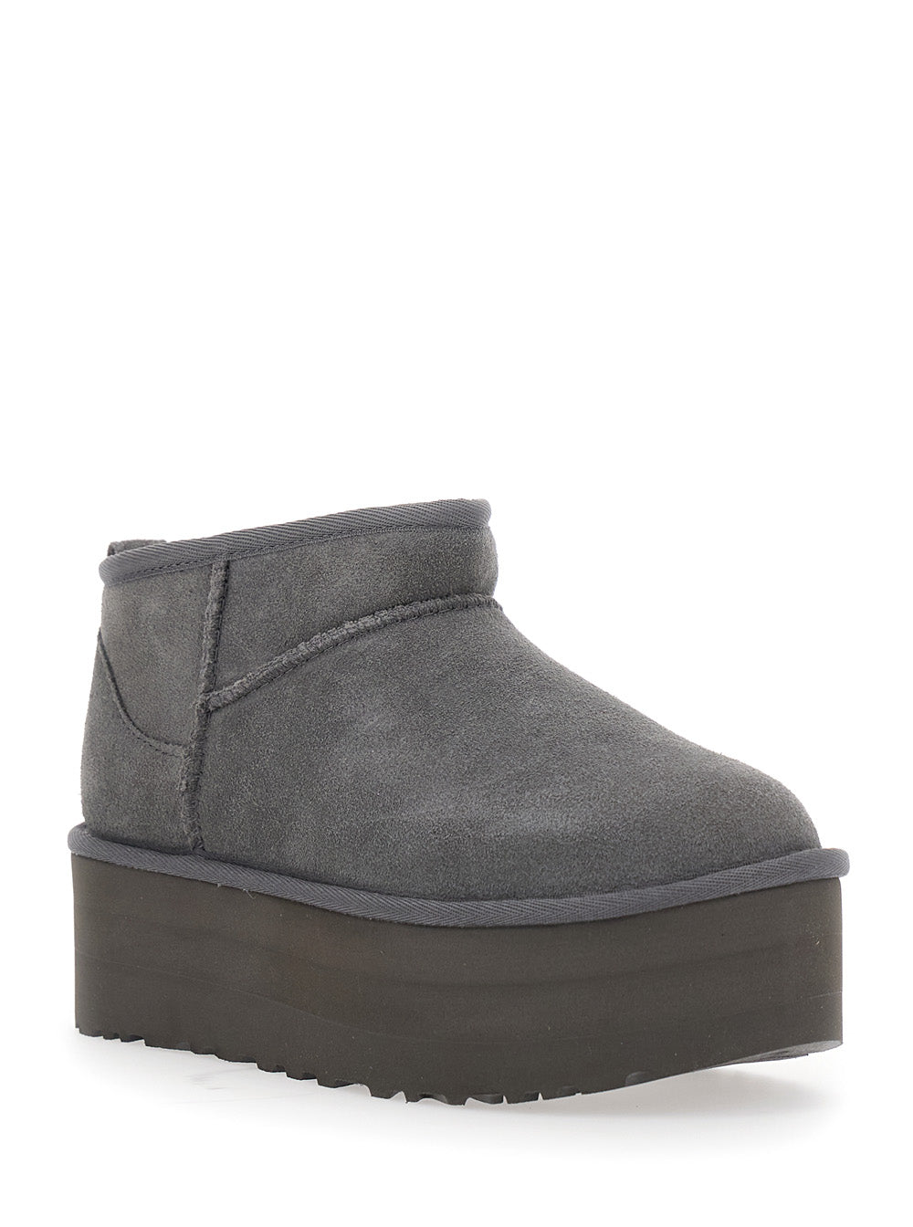 Pull On Ultra Mini Classic Suede Gray Boots For Women Grey Leather Ankle