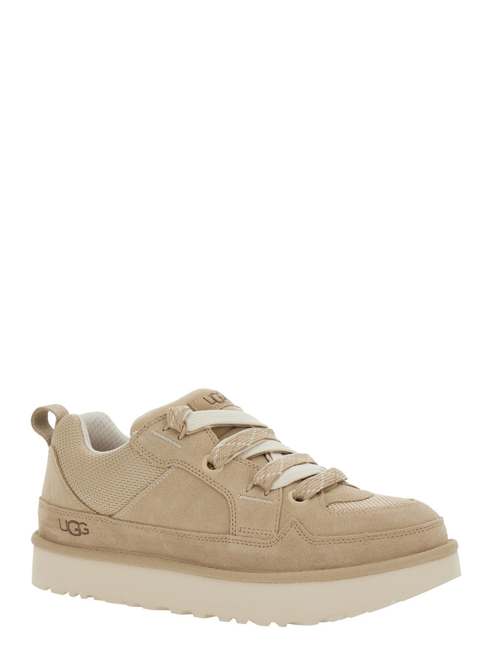 Sneakers Lo Lowmel With Mesh Inserts And Logo On The Side Beige Suede Men Leather Textile