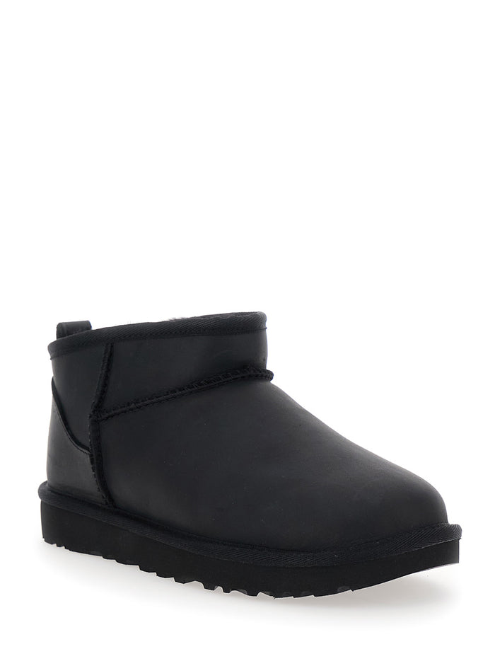 Boots Classic Ultra Mini With Fur Lining And Rubber Sole Black Women Flat Shoes