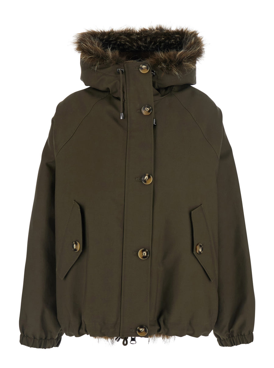 Reversible Parka Green Cotton Coat