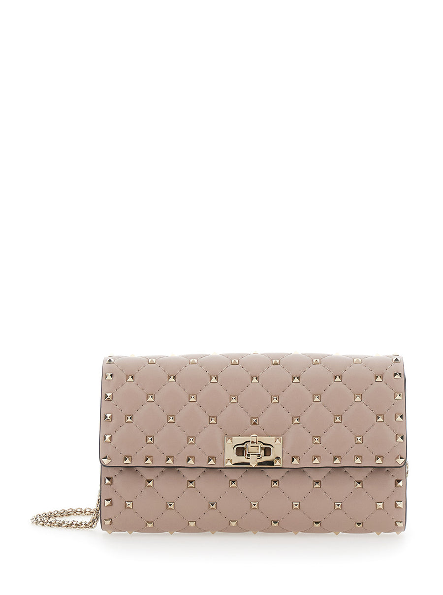Shoulder Bag Rockstud Pink Leather Lamb