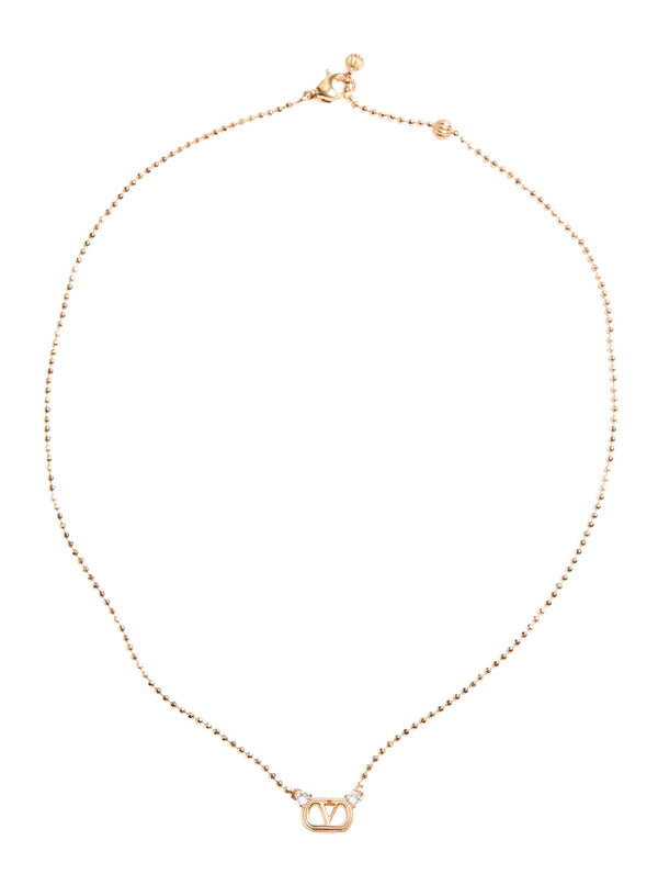 Necklace With Vlogo Plaque, Metallic Brass Necklaces