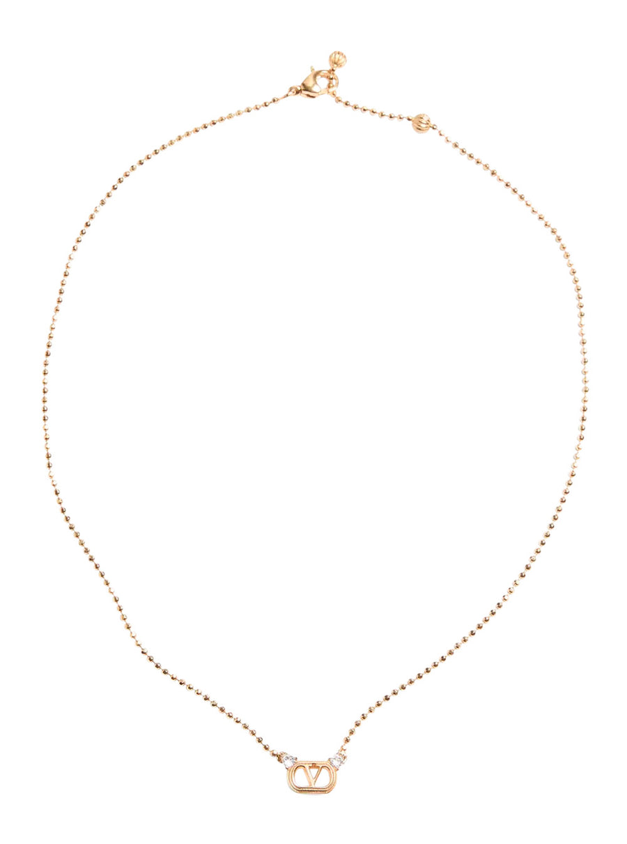 Necklace With Vlogo Plaque, Metallic Brass Necklaces