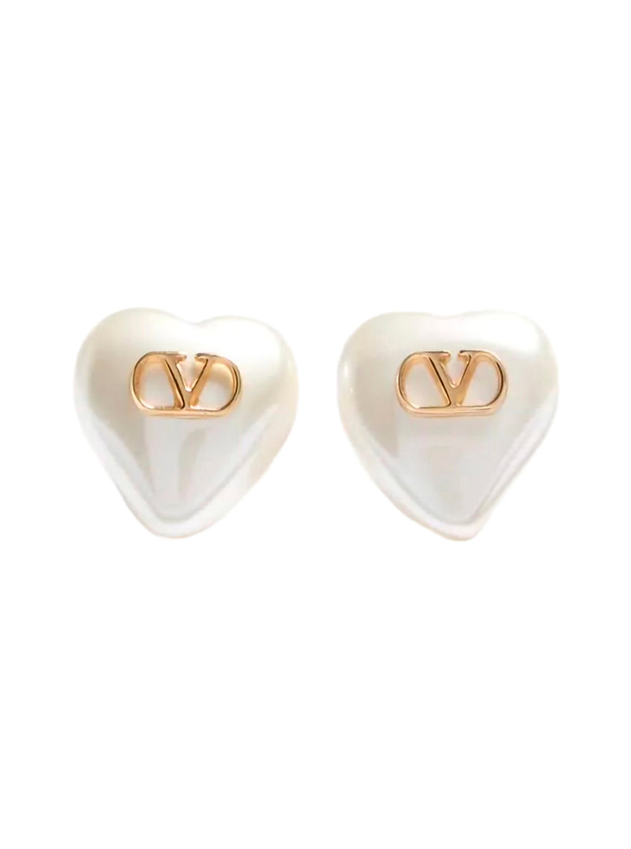 Stud Earrings Metallic Pearl Brass