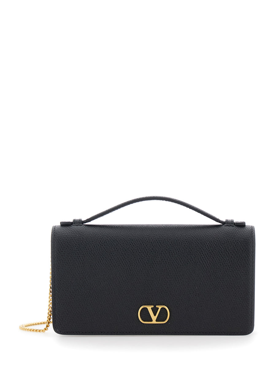 Mini Bag Vlogo Plaque Black Leather Calf