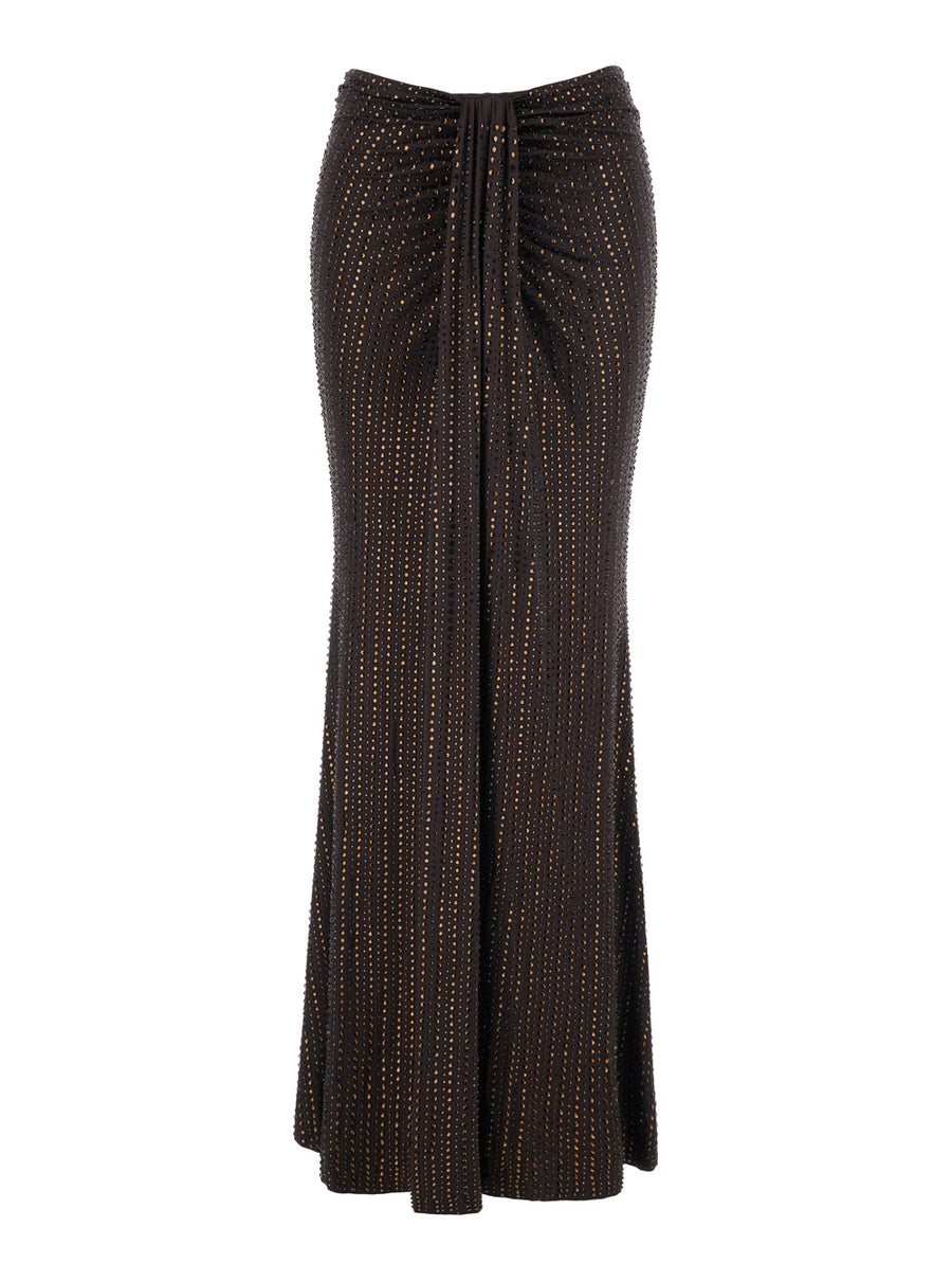 Maxi Skirt Crystal Brown Polyamide