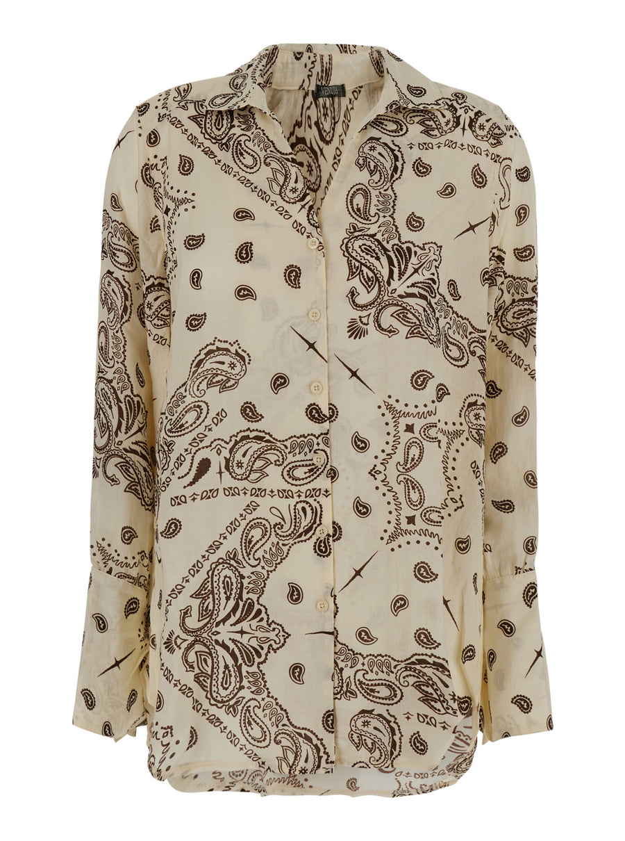 Oversize Shirt White Lyocell-Ramie Blouses