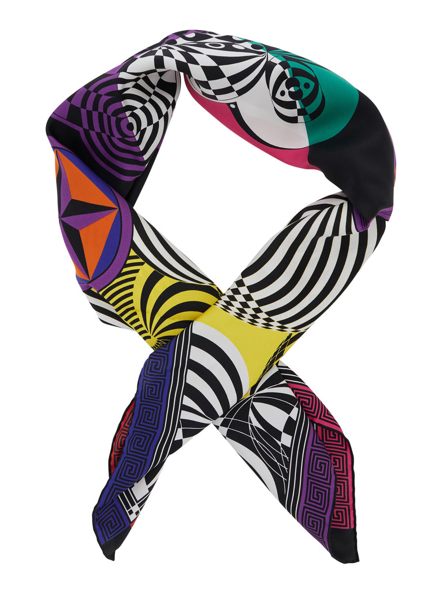 Silk Scarf With Multicolour Theater Print