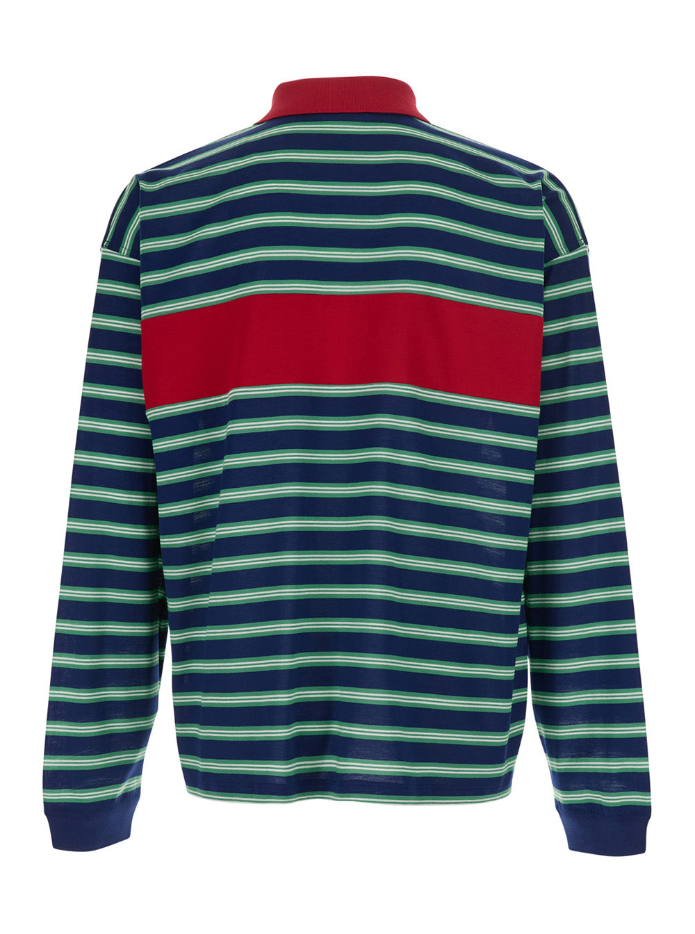 Blue And Red Polo With Striped Motif Logo Lettering On The Front Cotton For Men Blu Tshirts Shirts