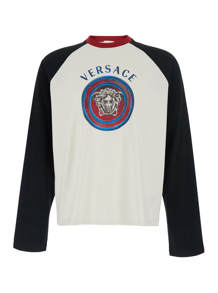 Multicolor Long Sleeve T-Shirt With Printed Logo On The Front Cotton For Men Tshirts And Polo Shirts