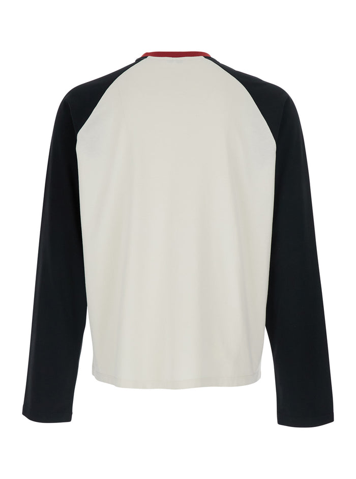Multicolor Long Sleeve T-Shirt With Printed Logo On The Front Cotton For Men Tshirts And Polo Shirts