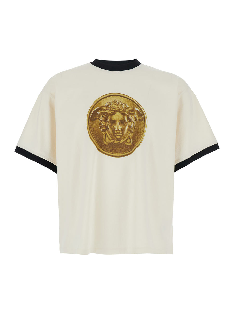 T-Shirt Medusa Doblone Print White Cotton T-shirts